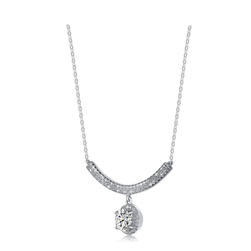 Collette Z Sterling Silver Cubic Zirconia Circle Pendant Necklace