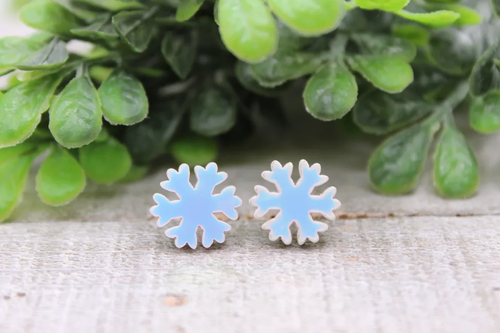 Iridescent Snowflakes || Stud Earrings
