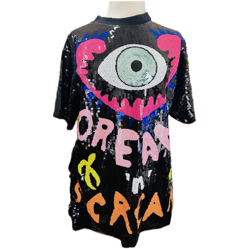 Evil Eye Sequins Short Sleeve Dress