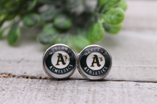 Athletics Baseball || 12mm Glass Stud Earrings