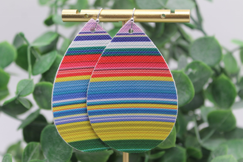 Serape Teardrop Faux Leather Earrings | Hypoallergenic