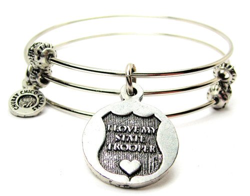 I Love My State Trooper Triple Style Bangle Bracelet