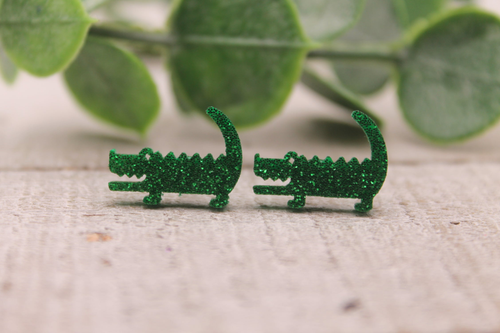 Glitter Crocodiles Resin Stud Earrings