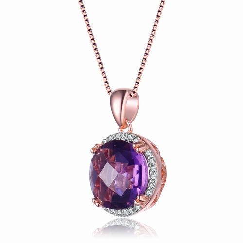 Collette Z Rose Gold Overlay Purple Cubic Zirconia Necklace