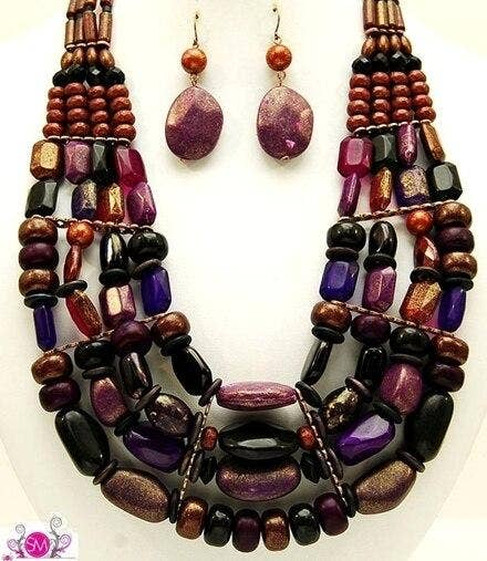 Brown Golden Glitter Multistrand Set