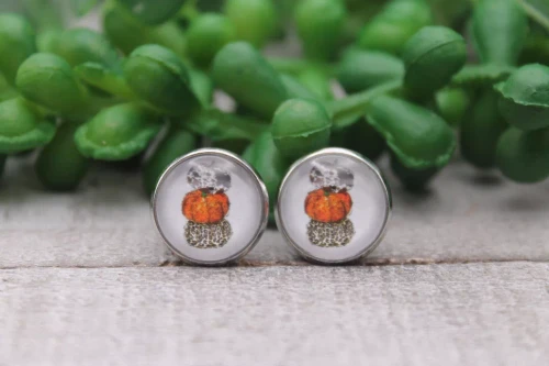Pumpkin Stack || Glass Stud Earrings || Hypoallergenic