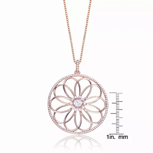 Collette Z Rose Goldplated Sterling Silver Cubic Zirconia Round Flower Necklace