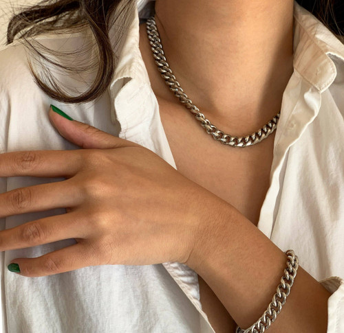 MASON CHUNKY CURB CHAIN BRACELET BRACELET -  SILVER