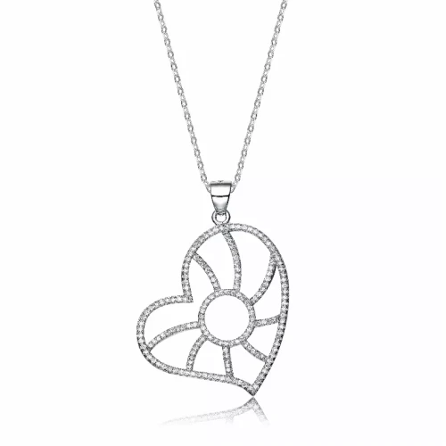 Collette Z Sterling Silver Cubic Zirconia Pave-set Heart Shape Necklace
