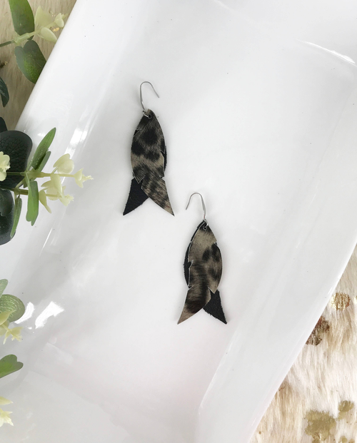 Smooth Leopard Leather Earrings 