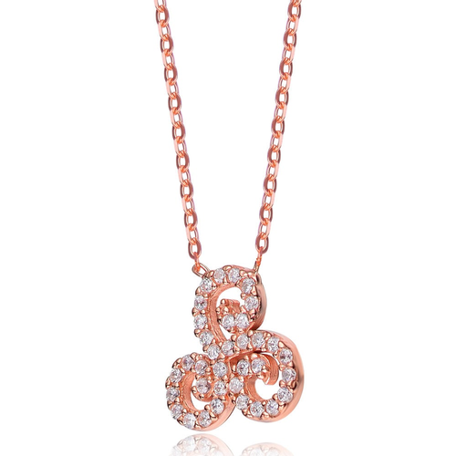 Collette Z Roseplated Sterling Silver Cubic Zirconia Swirl Design Necklace