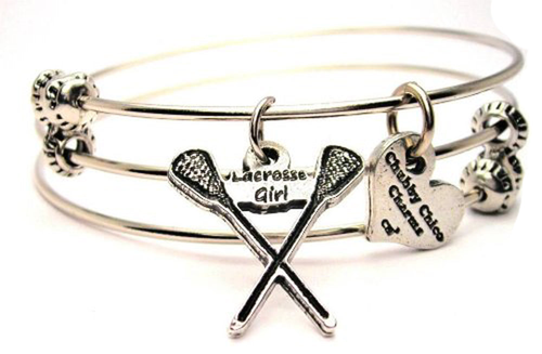 Lacrosse Girl Triple Style Bangle Bracelet