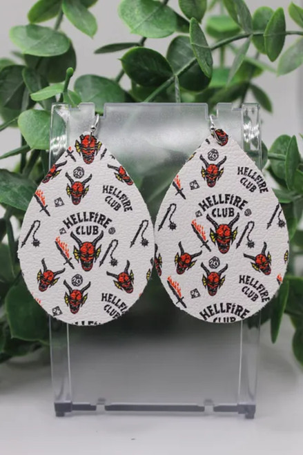 Hellfire Club || Teardrop Faux Leather Earrings || Hypoallergenic