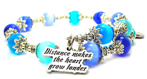 Distance Makes The Heart Grow Fonder Cat's Eye Beaded Wrap Bracelet