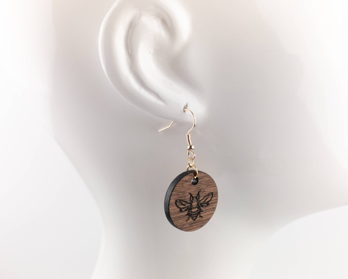 Honey bee wood earrings
