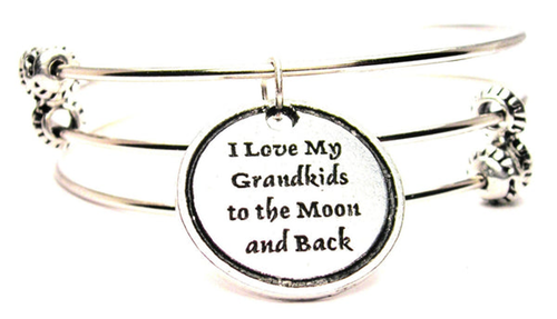 I Love My Grandkids To The Moon And Back Triple Style Bangle Bracelet