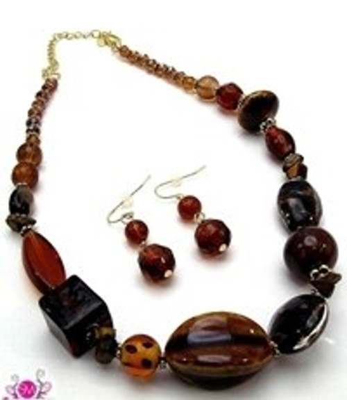 Brown Long Beaded Set