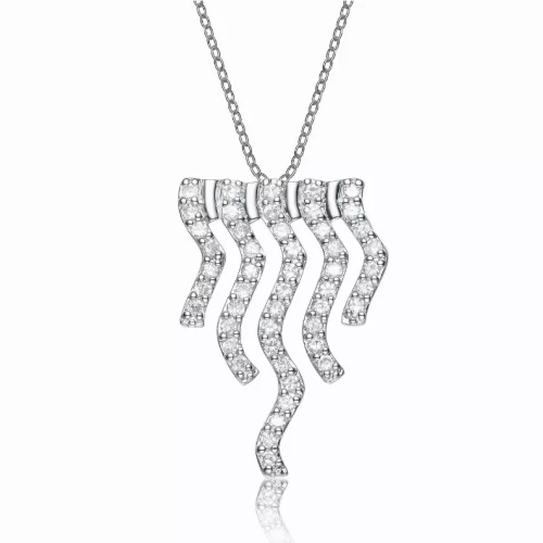 Collette Z Sterling Silver Cubic Zirconia Zig Zag Necklace