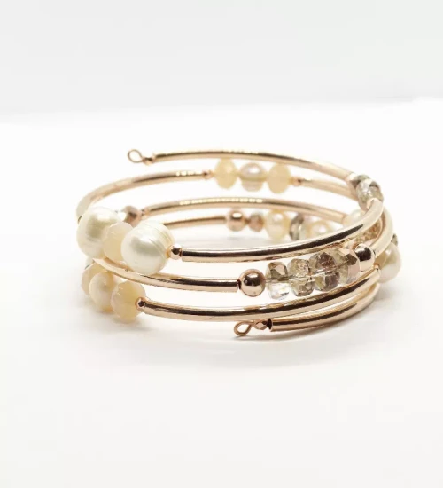 Wrap Bracelets-Phoebe in Pearl and Blush