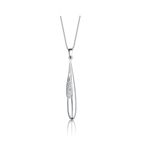 Collette Z Sterling Silver Cubic Zirconia Open Tear Drop Necklace