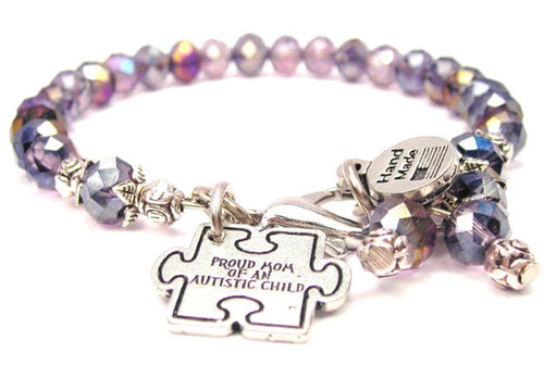 Proud Mom Of An Autistic Child Splash Of Color Crystal Bracelet