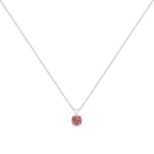 14K White Gold 1/2 Cttw Round Brilliant Cut Lab Grown Diamond 4 Prong Solitaire Pendant Necklace