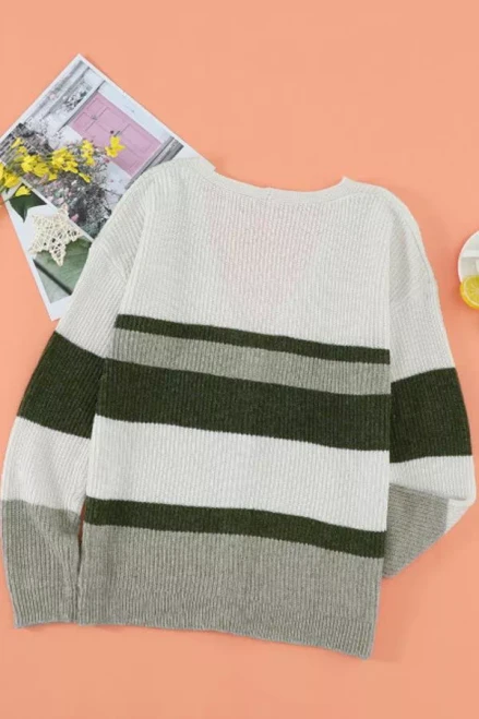 Shan Color Block Button Detail Sweater