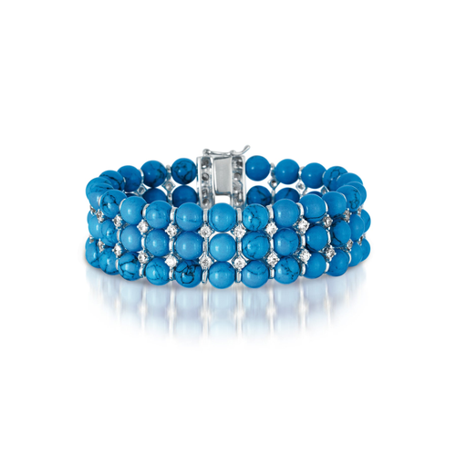 Collette Z C.Z. Sterling Silver Rhodium Plated Turquoise Bracelet