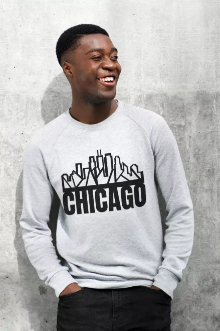 Chicago Skyline Crewneck with "Chicago" Text