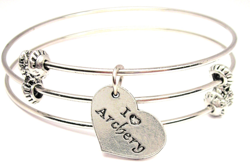 I Love Archery Triple Style Bangle Bracelet