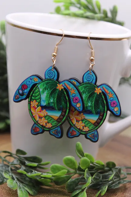 Paradise Sea Turtle || Dangle Earrings || Hypoallergenic