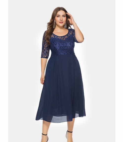 Lace Patch Evening Gown