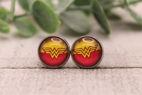 Wonder Woman  Glass Stud Earrings
