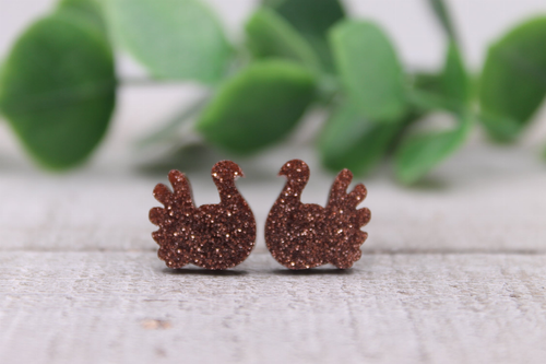 Glitter Turkeys || Stud Earrings || Hypoallergenic