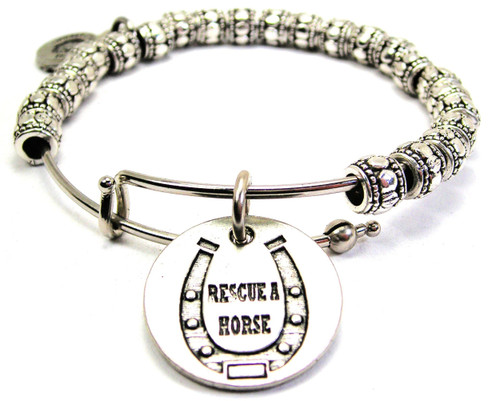 Rescue A Horse Metal Beaded Bangle Bracelet