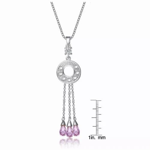 Collette Z Sterling Silver Pink and White Cubic Zirconia Pendant