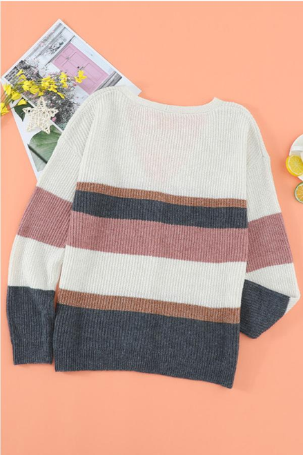 Shan Color Block Button Detail Sweater
