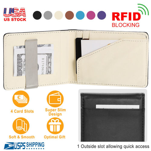 Unisex PU Leather Wallet RFID Blocking Slim Bifold Credit Card Holder
