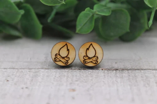 Campfire  Wood Stud Earrings