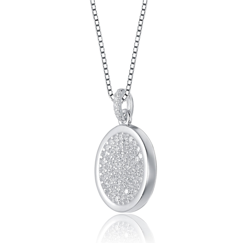Collette Z Sterling Silver Cubic Zirconia Micro Pave-set Round Necklace