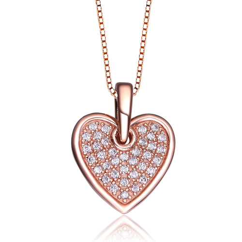 Collette Z Rose-plated Sterling Silver Cubic Zirconia Heart Necklace