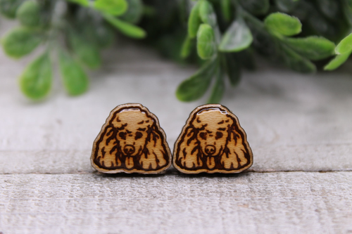 Poodle Dog Breed || Wood Stud Earrings