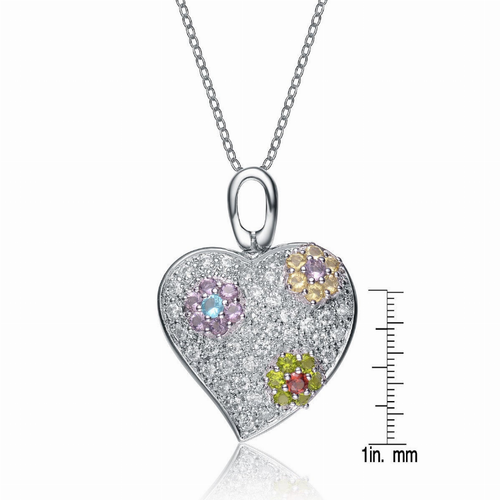 Collette Z Sterling Silver Cubic Zirconia Flower Accent Necklace