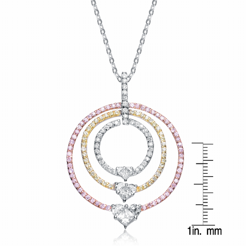 Collette Z Sterling Silver Pink, Yellow and Clear Cubic Zirconia Necklace