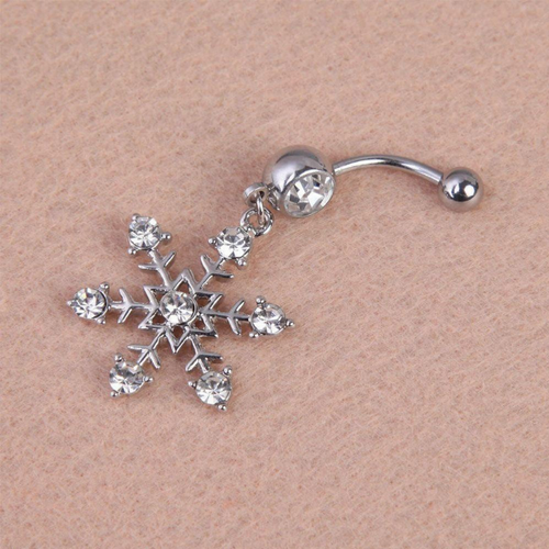 Snowflake Crystal Navel Belly Button Ring