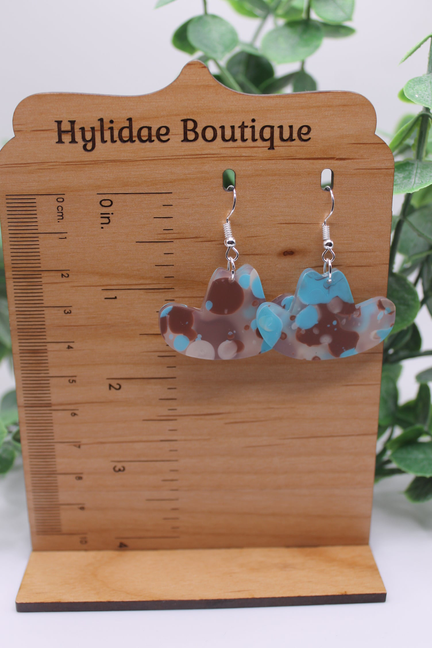 Cowboy Hat Paint Splattered Dangle Earrings