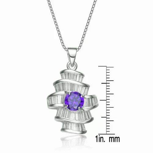 Collette Z Sterling Silver Clear and Pink Cubic Zirconia Solitaire Necklace