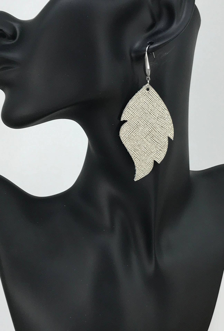 Italian Platinum Leather Earrings 