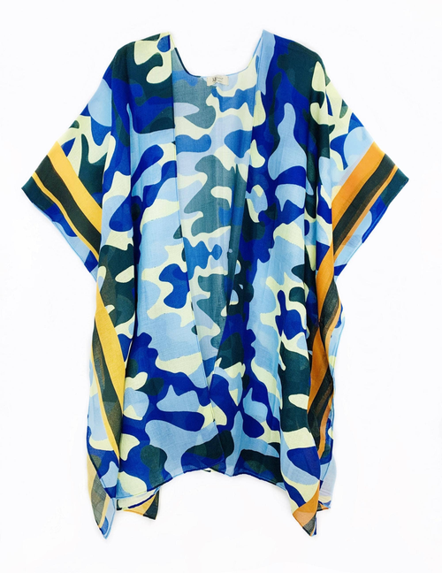 Border-Accent Camo Kimono