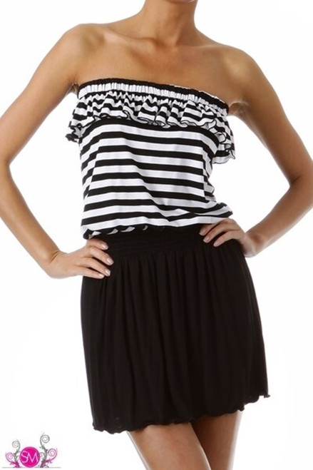 Strapless striped dress